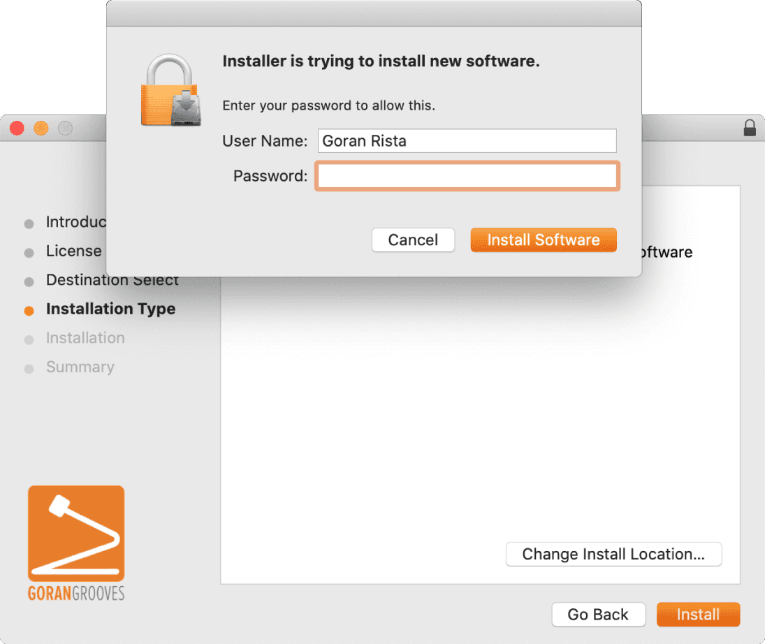 Handy Drums Mac installer security confirmation to being installation.