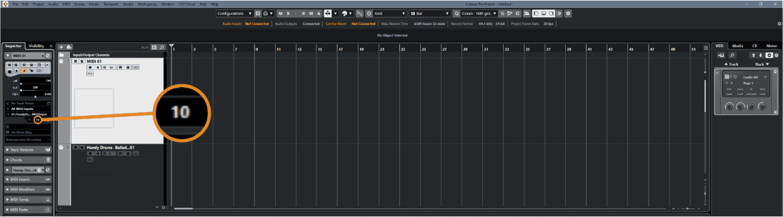 Cubase MIDI track and how to set the midi channel for the track.